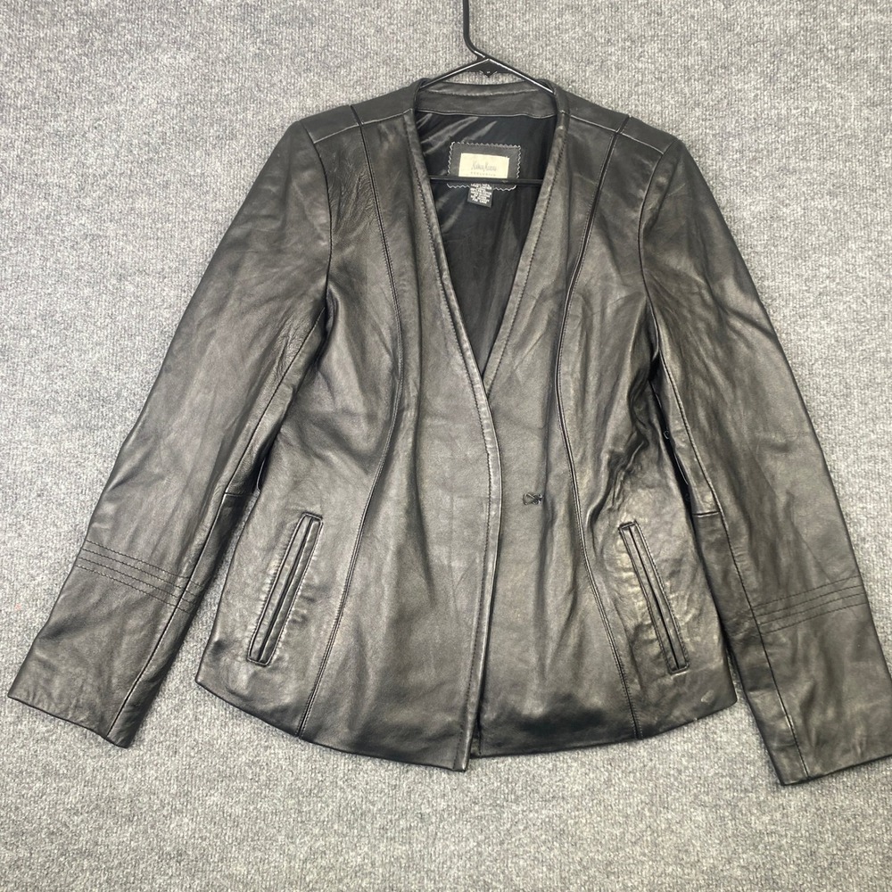 Neiman Marcus Exclusive Black Lamb Leather Jacket Blazer Small